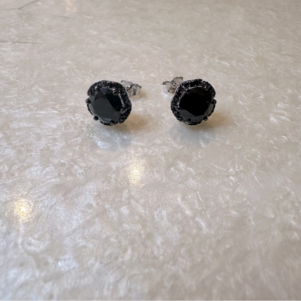 Nwt Jtv Black Spinel Rhodium Over Sterling Silver Earrings 455ctw 70$